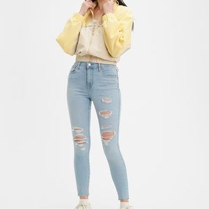 Levi 720 High Rise Super Skinny Destroyed Light Wash Jeans